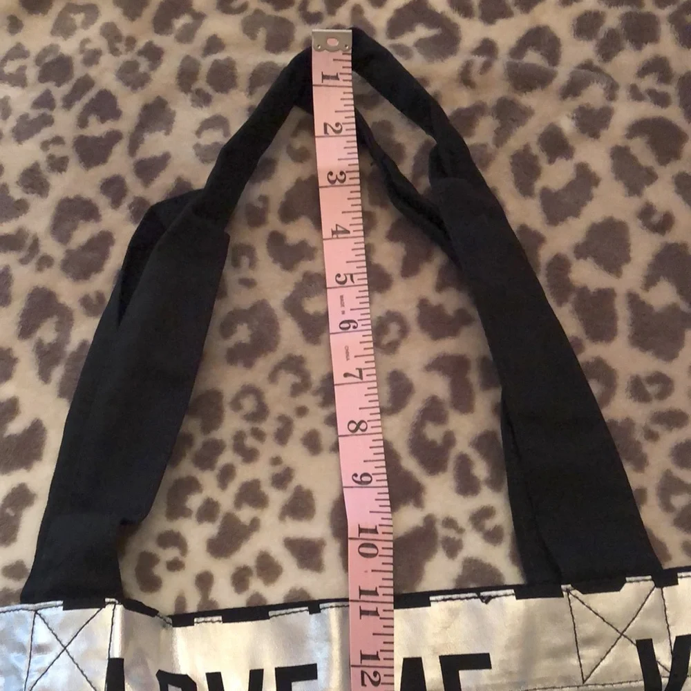 Victoria’s Secret Silver Metallic Love Me Kiss Me Call Me Tote Bag